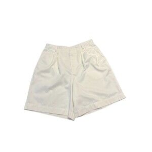 LIZ CLAIBORNE LIZSPORT Vintage Women’s Pleated White Shorts Size 14 100% Cotton